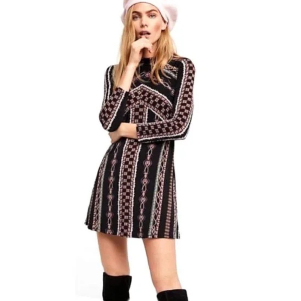 NWT Free People Chic Black Patterned Dress